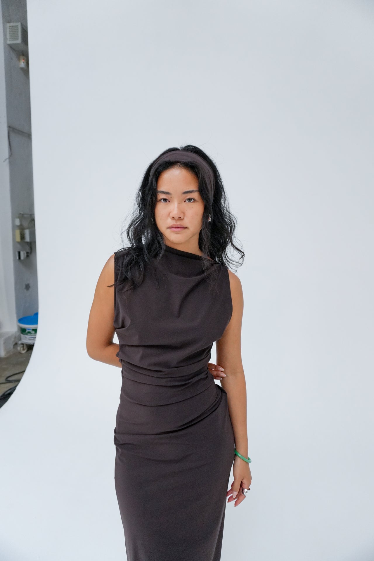 ASYMMETRIC MIDI DRESS BY REYÈM