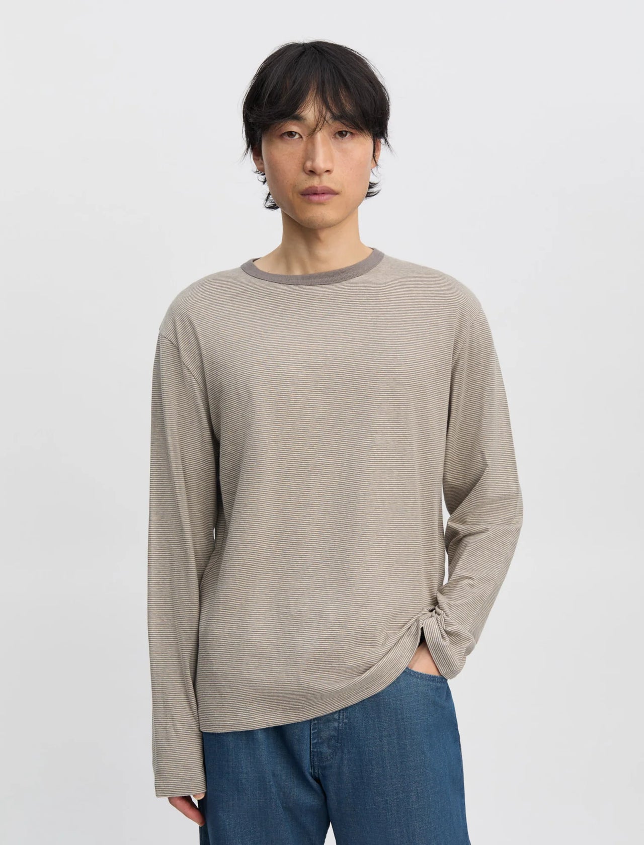 ANOTHER T-SHIRT 3.0 JPN IN GREY STRIPE BY ANOTHER ASPECT