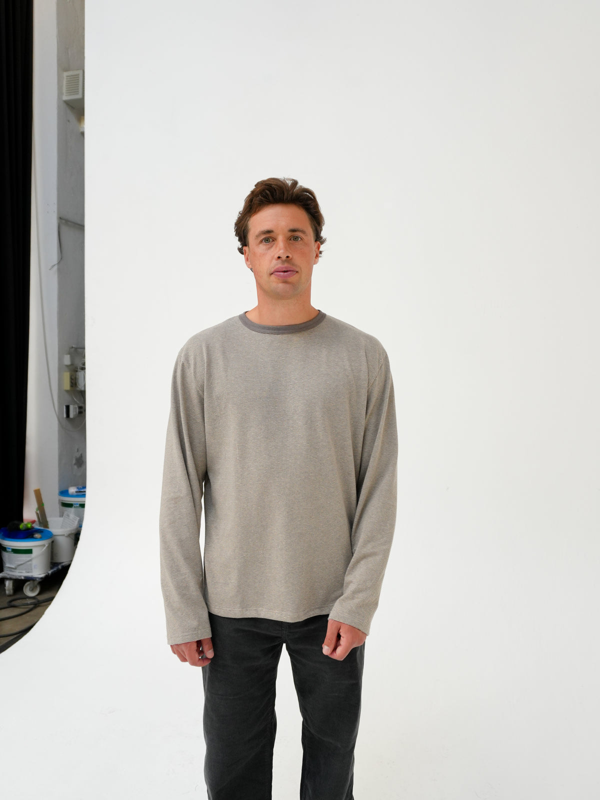 ANOTHER T-SHIRT 3.0 JPN IN GREY STRIPE BY ANOTHER ASPECT
