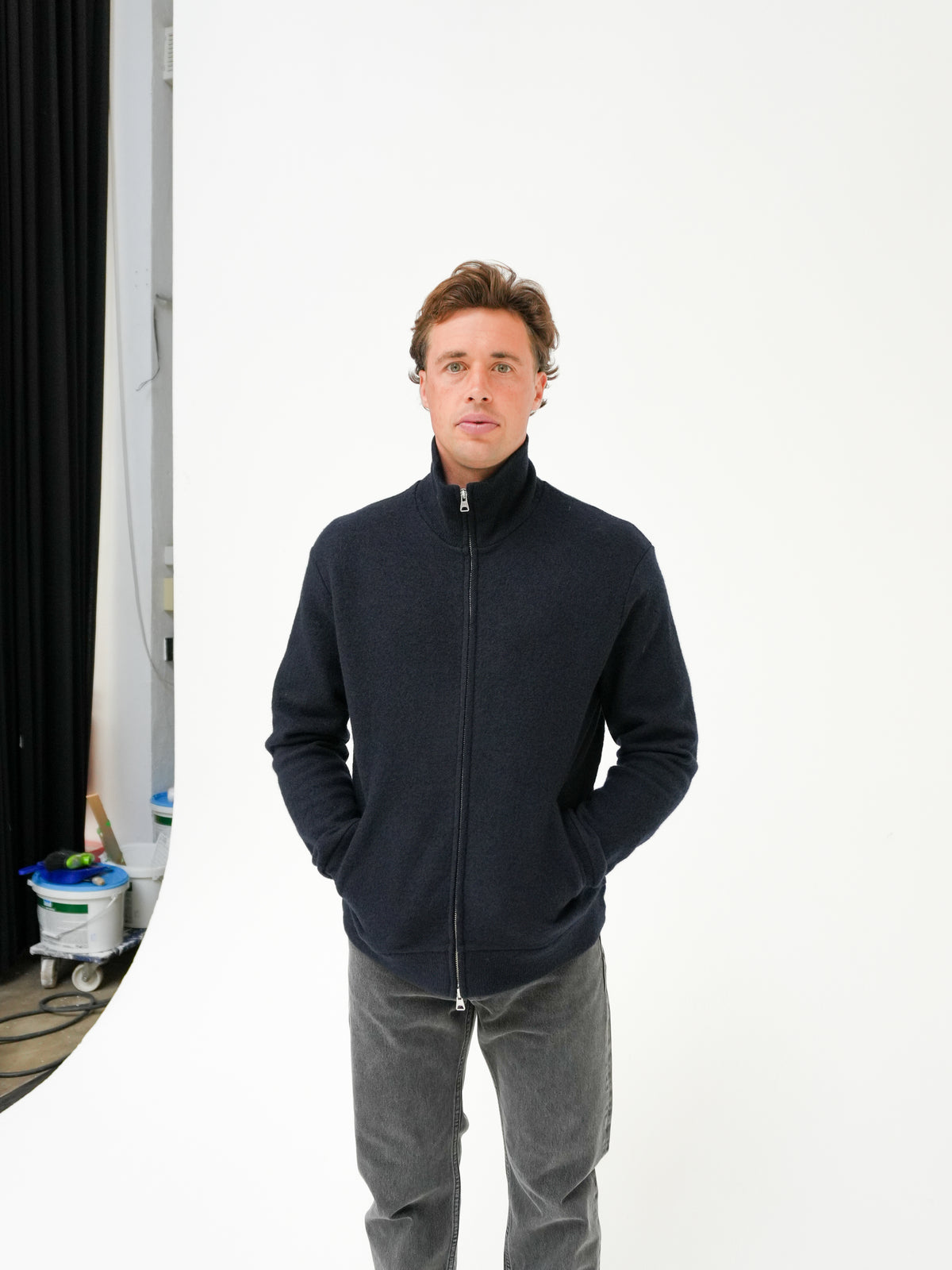 BOILED FULL ZIP IN NAVY BY NN07