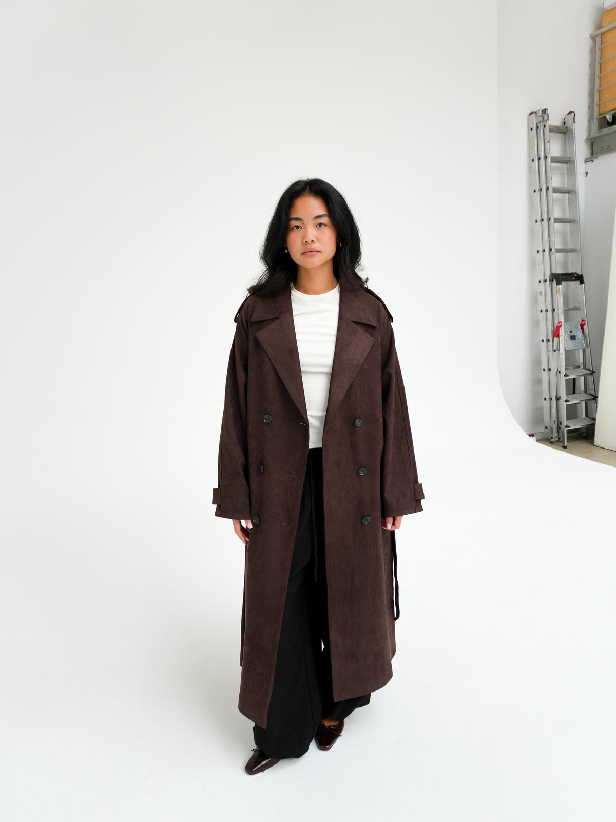 ASTRID TRENCHCOAT IN CHOCOLATE BY GRACE & MILA