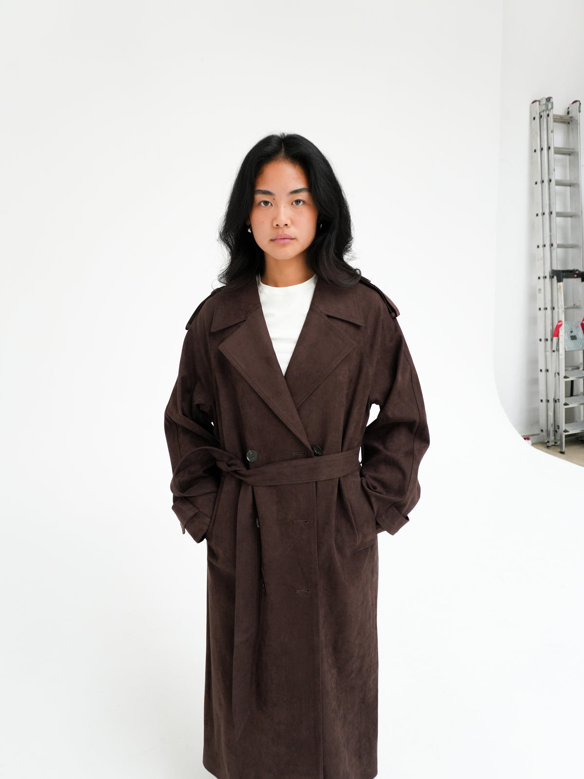 ASTRID TRENCHCOAT IN CHOCOLATE BY GRACE & MILA