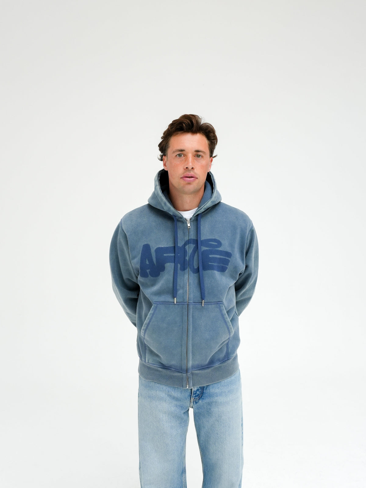 STENCEL SUNFADE ZIP HOODIE IN NAVY BY ARTE ANTWERP