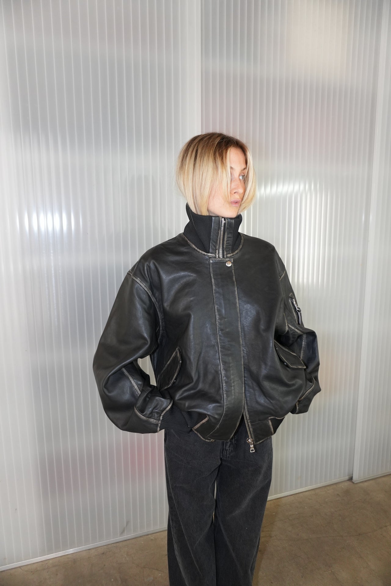 ARLETTA LEATHER JACKET BY WON HUNDRED