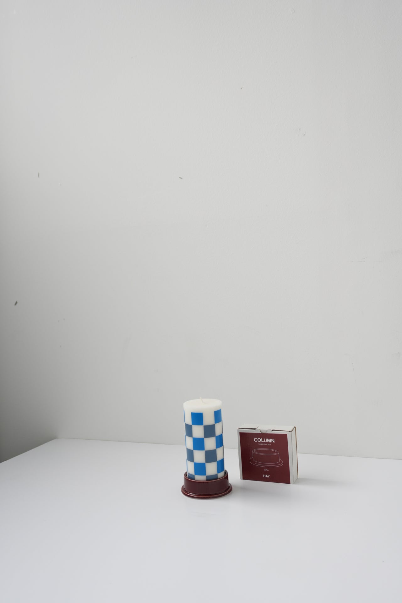 Column Candle S Off White Blue Kerze HAY