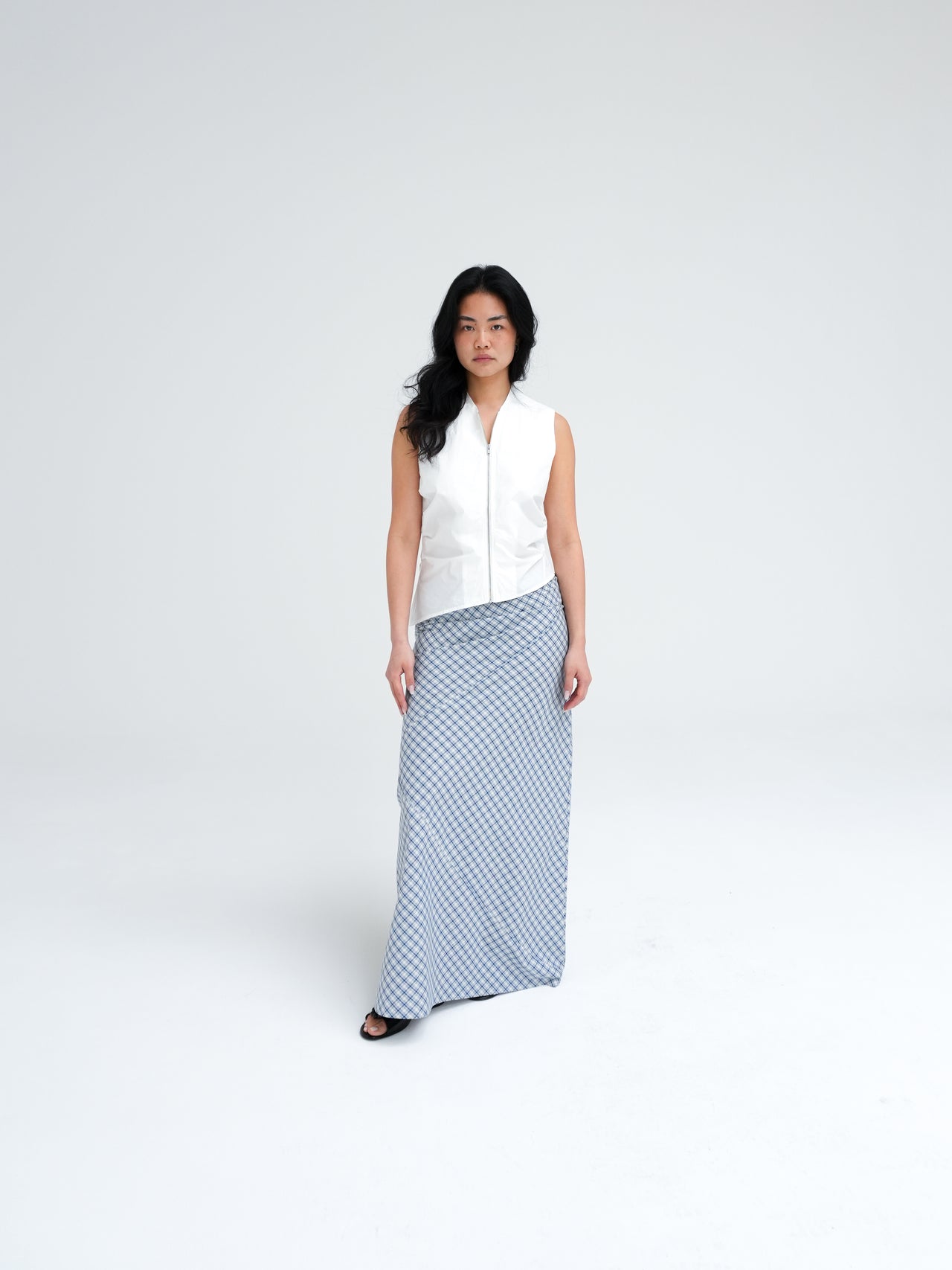 LARVA SKIRT IN BLUE CHECK BY BASERANGE