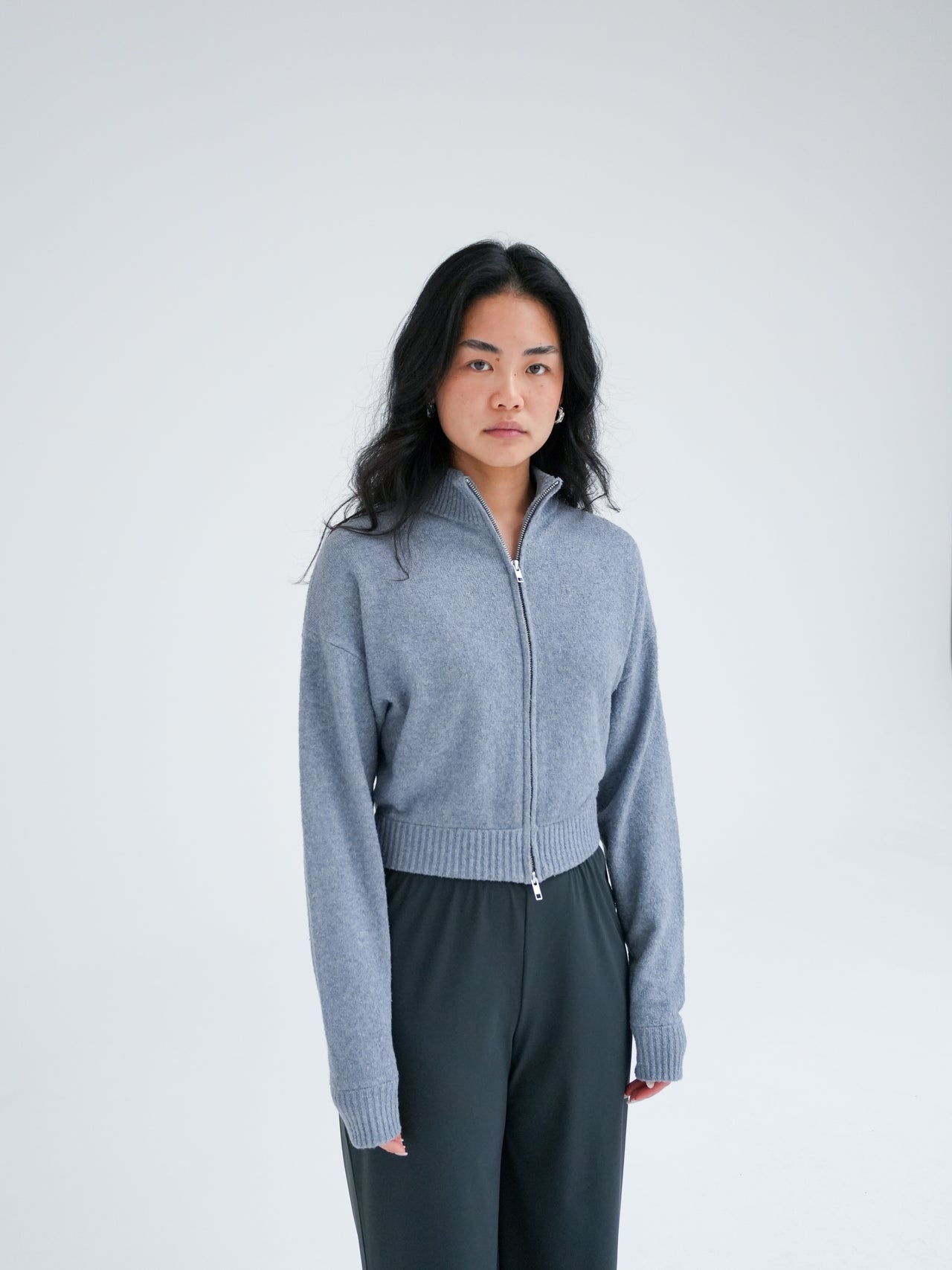 Alea Knit Cardigan in bluish grey by Won Hundred