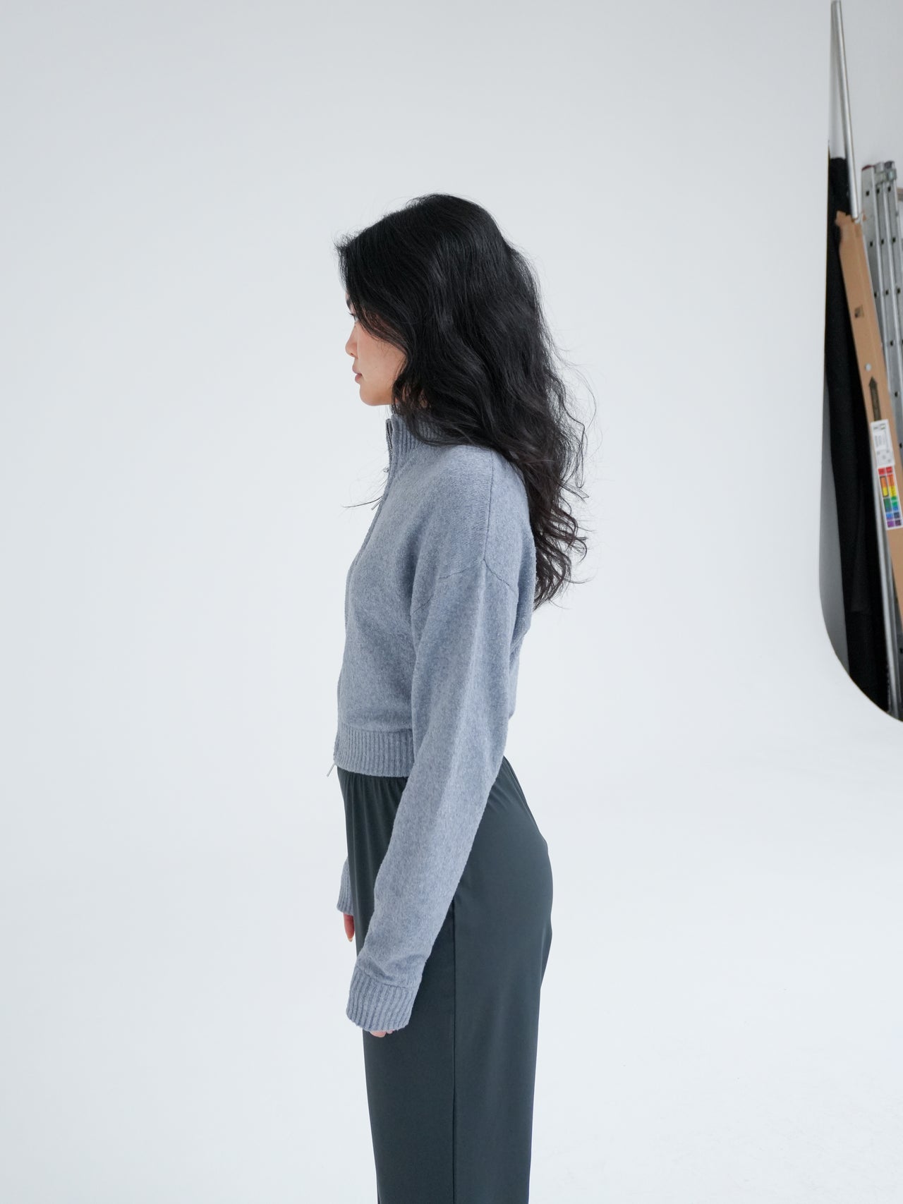 Alea Knit Cardigan in bluish grey by Won Hundred