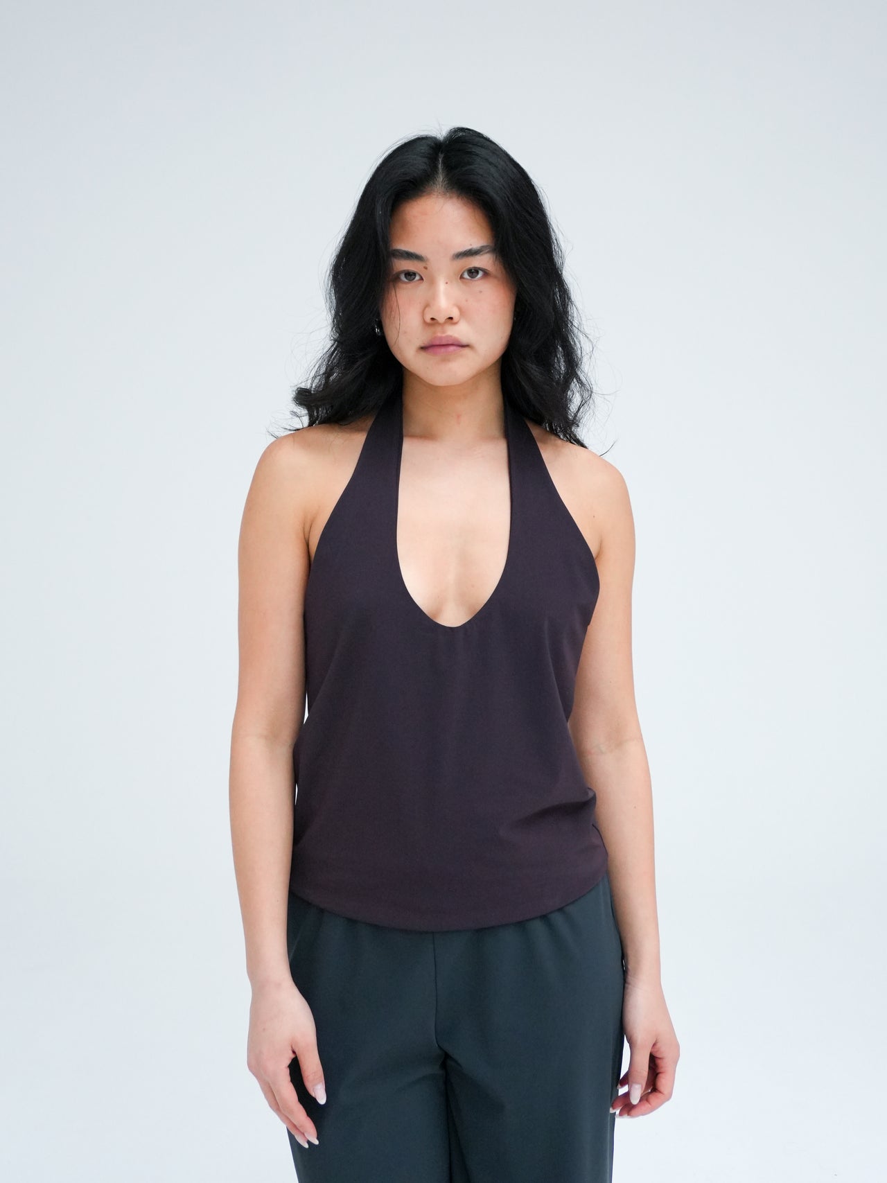 HALTER TOP IN FIG BY REYÈM