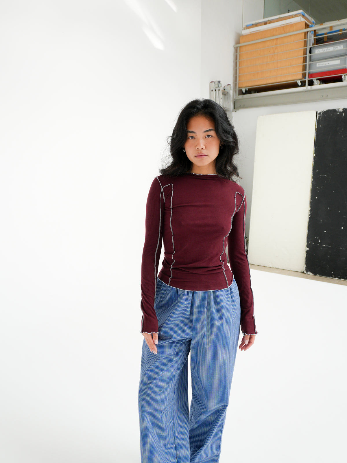 OMATO LONGSLEEVE TEE IN NARA RED BY BASERANGE