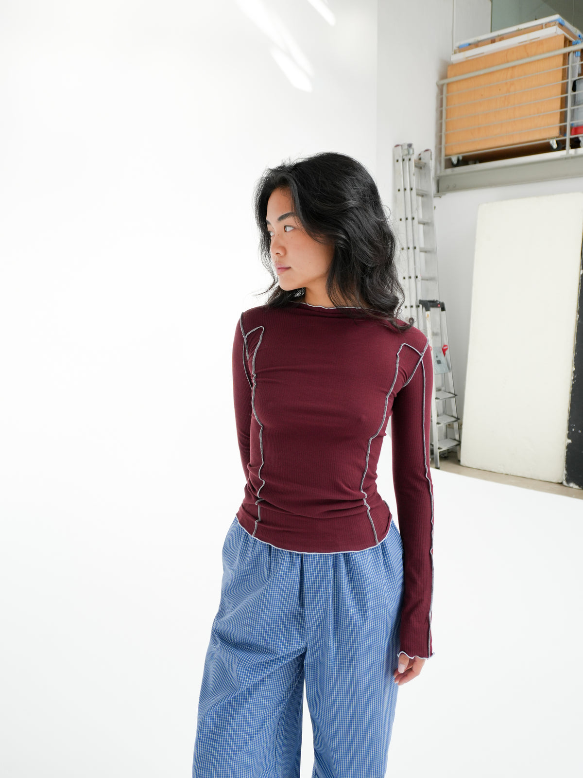 OMATO LONGSLEEVE TEE IN NARA RED BY BASERANGE