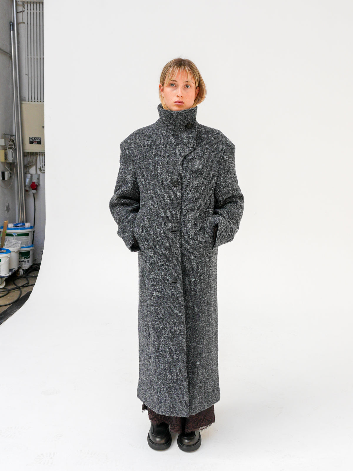 Vida Wool Coat in Granite by Won Hundred