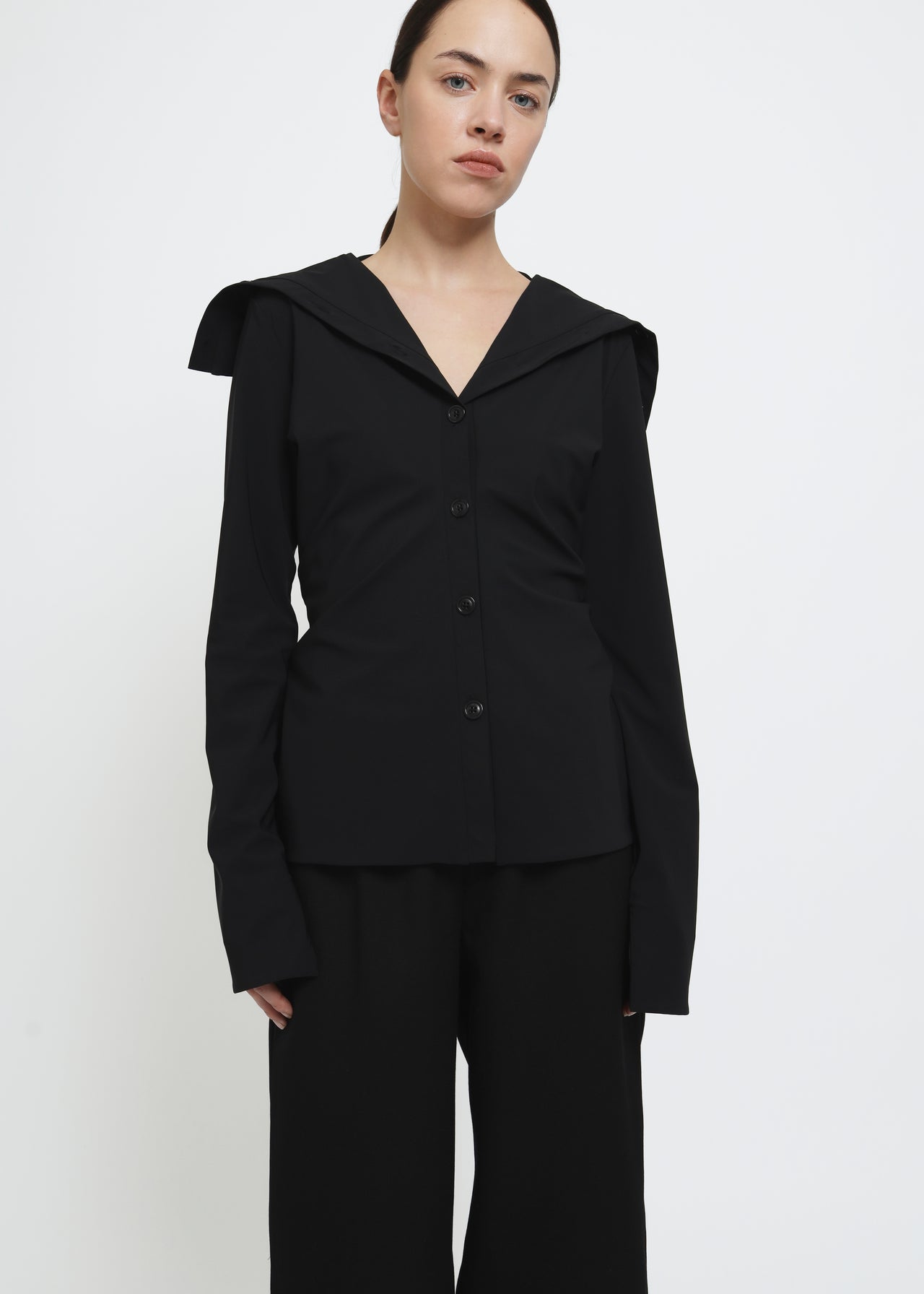 Cardigan Top in Black by Reyèm