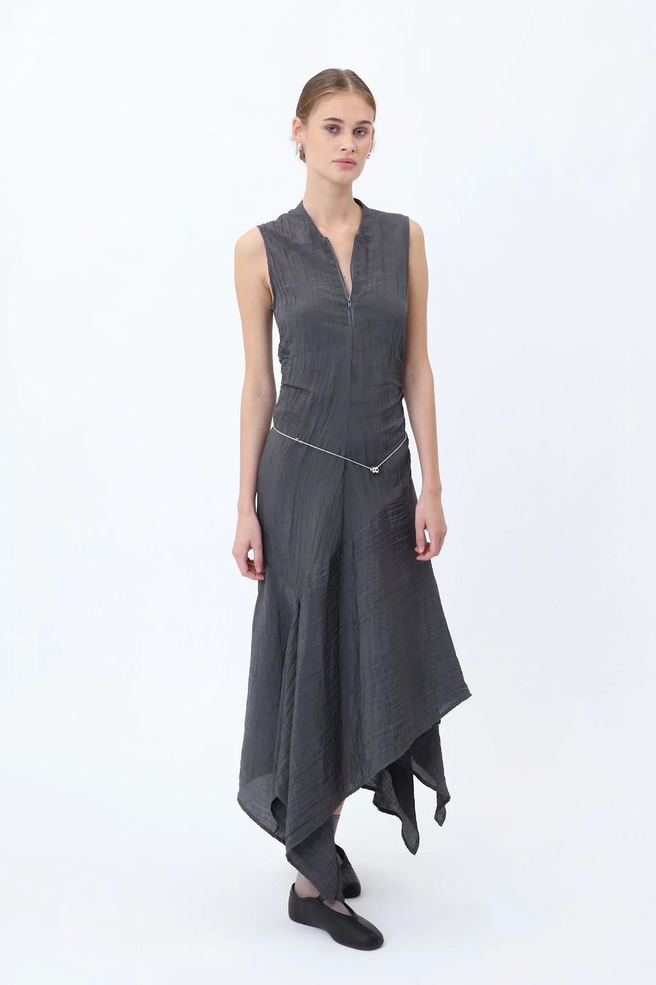 SILLA DRESS IN ASPHALT BY WON HUNDRED