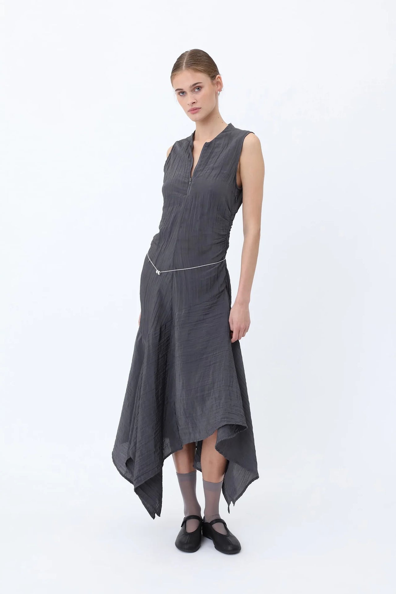 SILLA DRESS IN ASPHALT BY WON HUNDRED