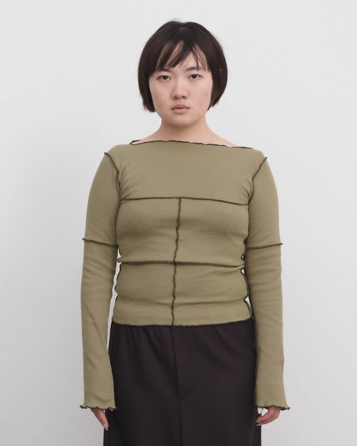 CINDER LONG SLEEVE IN MOSS GREEN BY BASERANGE
