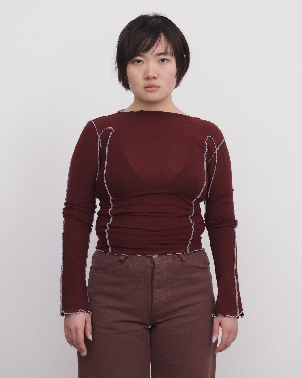 OMATO LONGSLEEVE TEE IN NARA RED BY BASERANGE